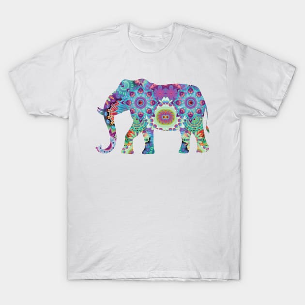 For elephants fans | Floral Multicolored Elephant T-Shirt by gmnglx